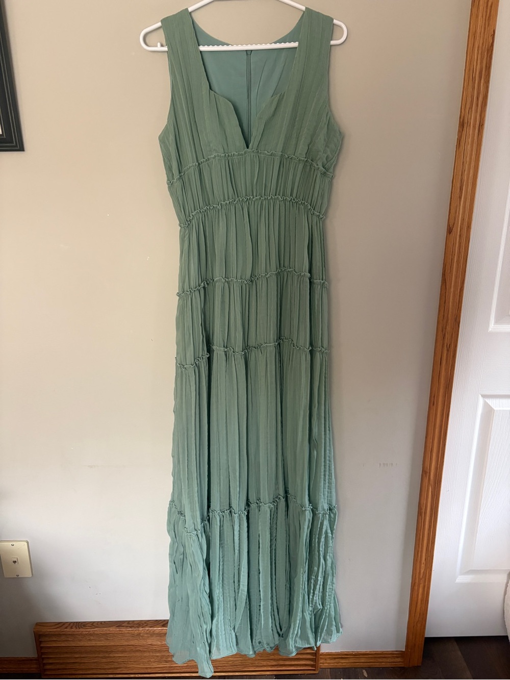 Boho Light Green Tiered Maxi Dress - Women